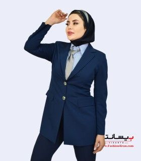 کت و شلوار زنانه سرمه‌ای روشن شیک