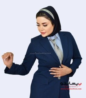 کت زنانه رسمی با شلوار فیونا سرمه‌ای روشن