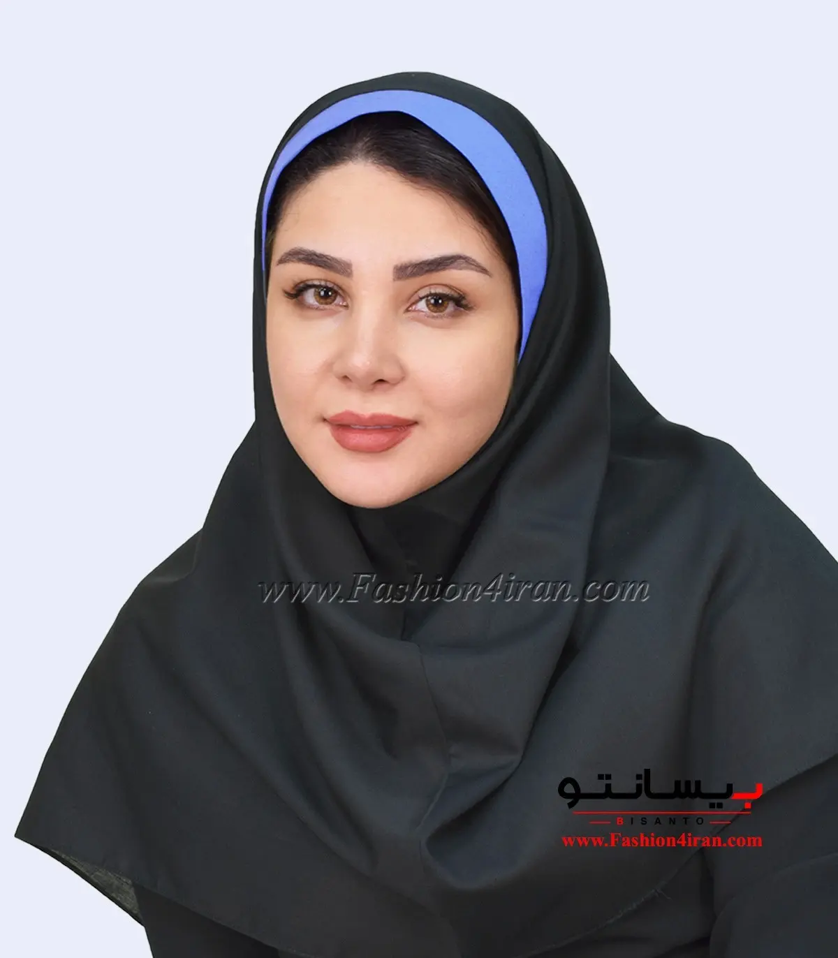 مقنعه نقابدار مشکی آبی روشن کد 47