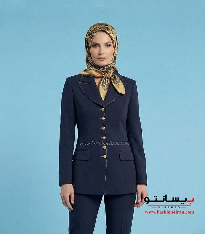 کت شلوار فاستونی سرمه ای تیره خرجیکار طلایی