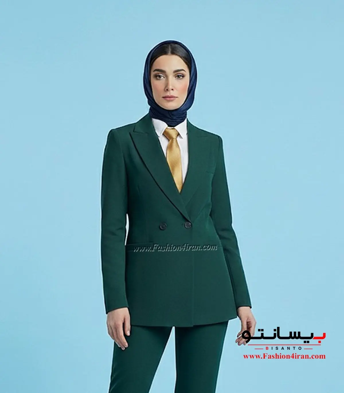 کت شلوار زنانه کرپ سبز لجنی پارچه کره‌ای کد 59