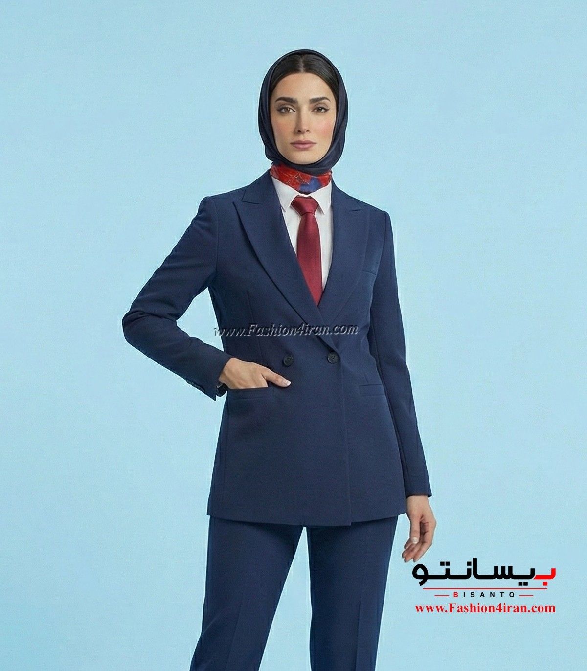 کت شلوار زنانه پارچه کرپ سرمه ای کد 59