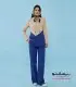 کت شلوار زنانه مازراتی آبی کرم کد 506