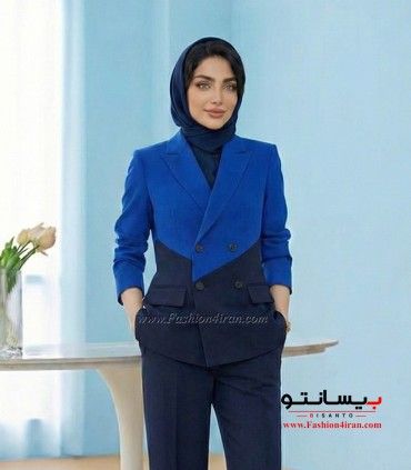 کت شلوار زنانه مازراتی آبی سرمه ای کد 506