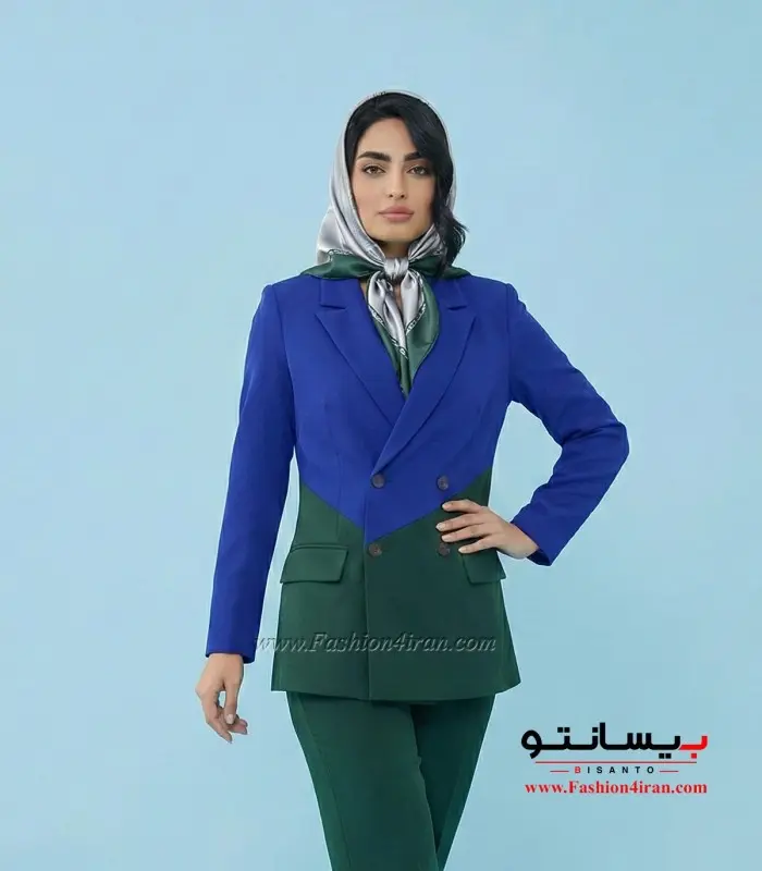 کت شلوار زنانه مازراتی آبی سبز لجنی کد 506