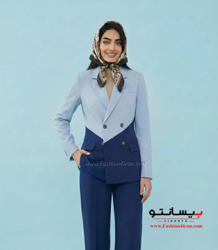کت شلوار زنانه مازراتی آبی پاستیلی سرمه ای