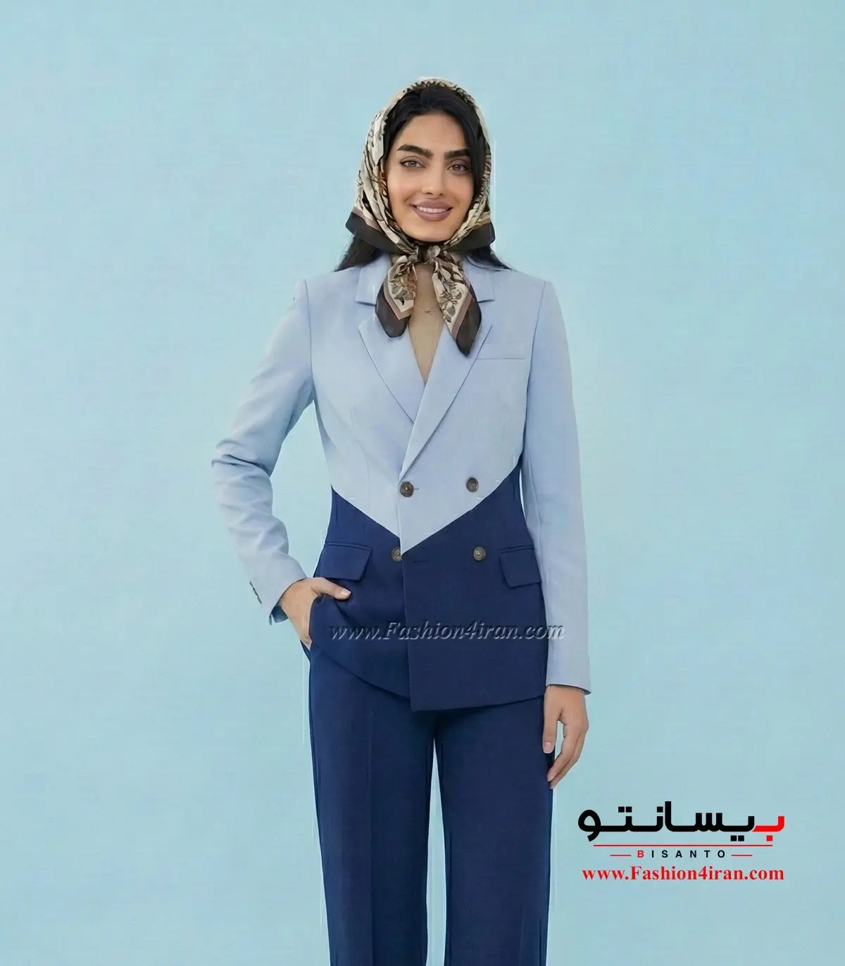 کت شلوار زنانه مازراتی آبی پاستیلی سرمه ای