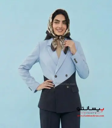 کت شلوار زنانه مازراتی آبی پاستیلی مشکی