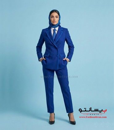 کت‌ شلوار زنانه فاستونی ترک آبی با خرجیکار آبی کد 501