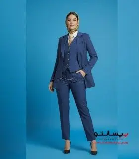 کت‌شلوار و جلیقه زنانه آبی فاستونی کد 120