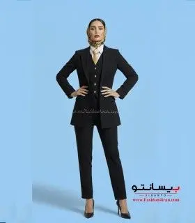 کت‌شلوار مشکی و جلیقه زنانه فاستونی کد 120