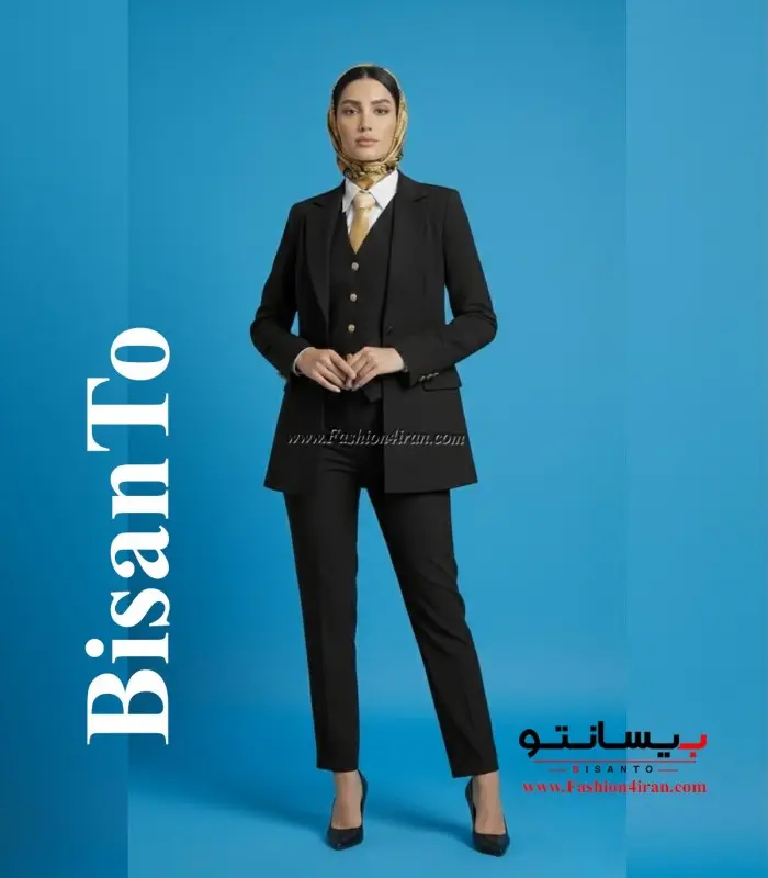 کت‌شلوار و جلیقه فاستونی ترک مشکی کد 120