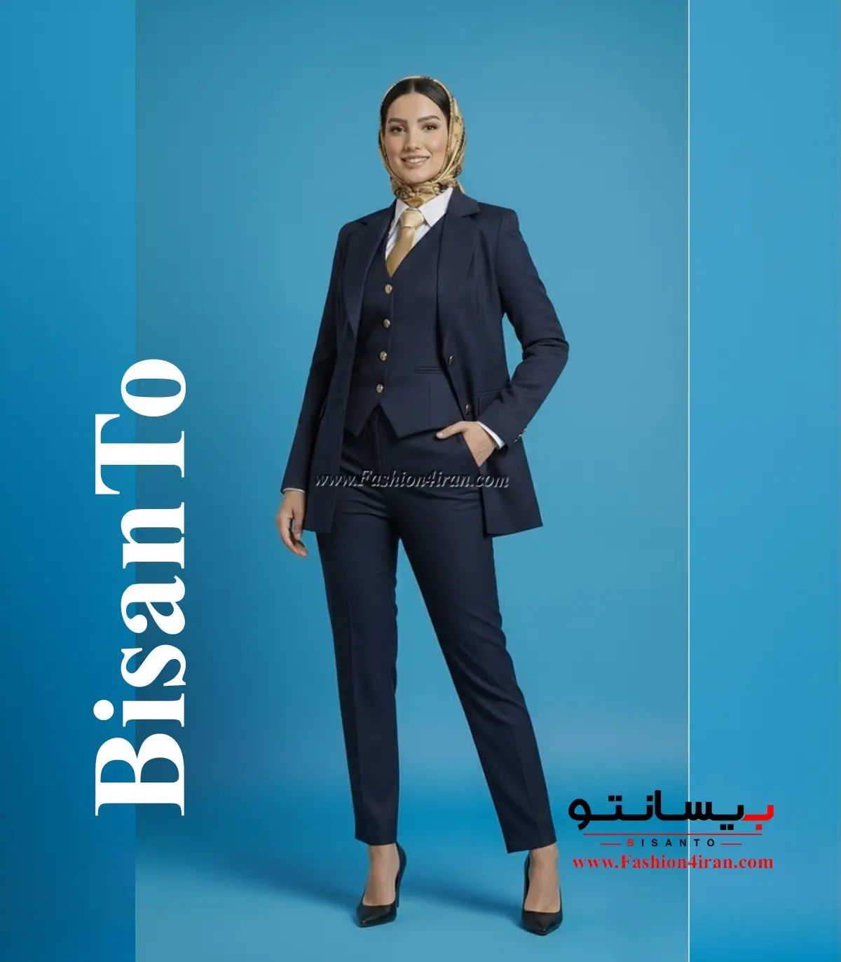 کت‌شلوار و جلیقه زنانه فاستونی ترک مشکی کد 120