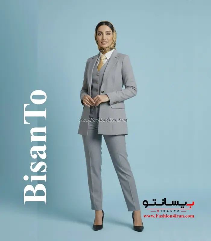 کت‌شلوار و جلیقه فاستونی ترک نقره ای کد 120