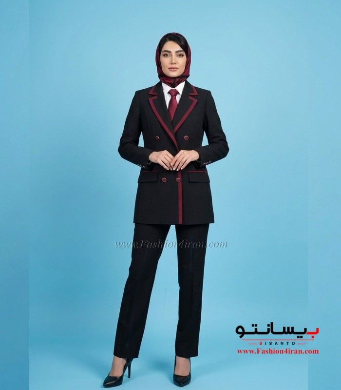کت‌ شلوار زنانه فاستونی با خرجیکار زرشکی کد 501