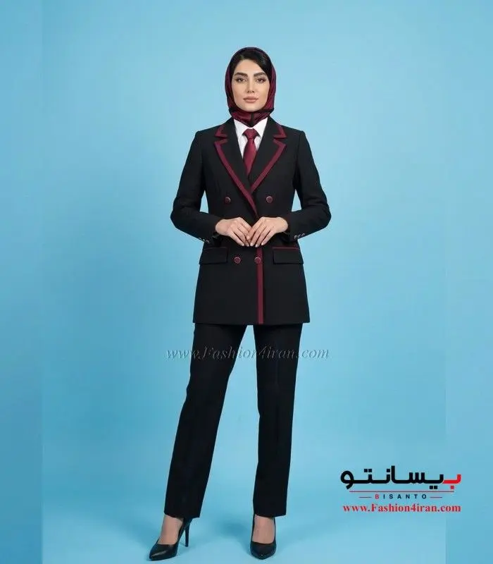 کت‌ شلوار زنانه فاستونی با خرجیکار زرشکی کد 501