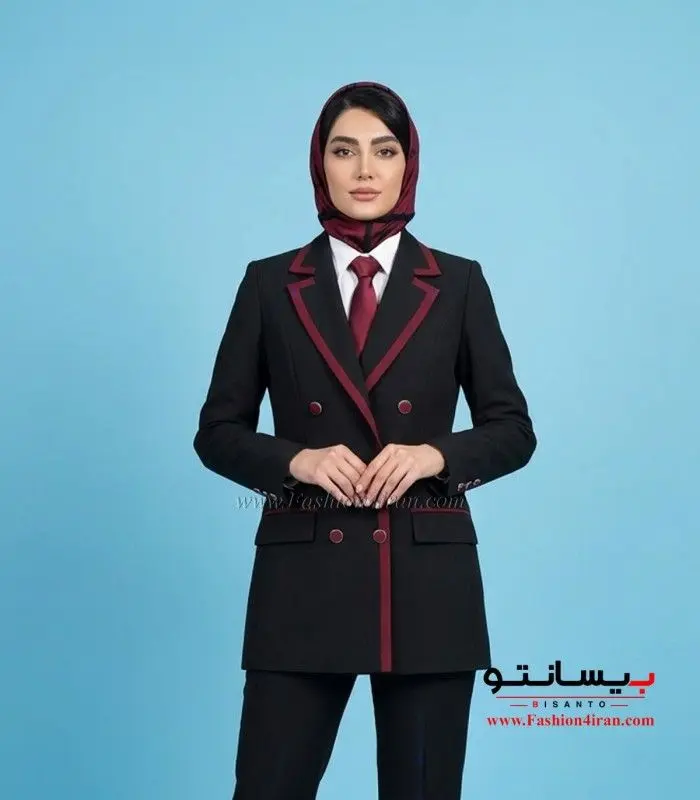 کت‌ زنانه با شلوار فاستونی با خرجیکار زرشکی کد 501