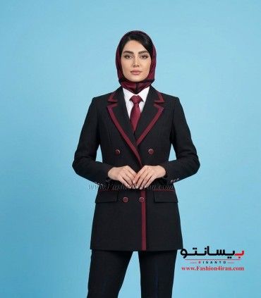 کت‌ زنانه با شلوار فاستونی با خرجیکار زرشکی کد 501