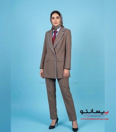 کت‌ زنانه شلوار پیردوپل با خرجیکار طوسی کد 501