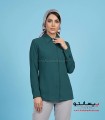 شومیز زنانه سبز یشمی یقه مردانه کد 201