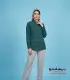 شومیز زنانه سبز یشمی یقه مردانه کد 201 با ست شلوار طوسی