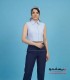 کراپ شومیز حلقه‌ای یقه مردانه آبی پاستیلی کد 202