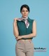 کراپ شومیز حلقه‌ای یقه مردانه سبز یشمی کد 202