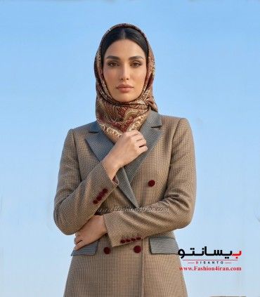 کت‌ شلوار پیردوپل نسکافه‌ای با خرجکار طوسی کد 508 نمای نزدیک