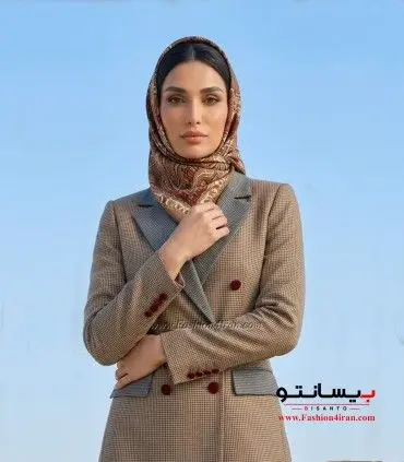کت‌ شلوار پیردوپل نسکافه‌ای با خرجکار طوسی کد 508 نمای نزدیک