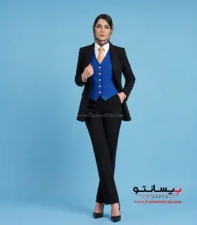 کت شلوار و جلیقه زنانه آبی فاستونی ترک کد 120