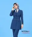 کت شلوار زنانه کرپ کالیفرنیا سرمه‌ای کد 110
