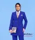 مانتو شلوار زنانه کرپ کالیفرنیا آبی خرج‌کار طلایی کد 509