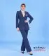 مانتو شلوار زنانه کرپ کالیفرنیا سرمه‌ای خرج‌کار طلایی کد 509