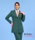 مانتو شلوار رسمی زنانه سبز لجنی با جزئیات طلایی کد 509