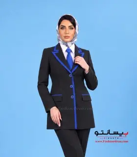 کت شلوار زنانه فاستونی ترک با خرجکار آبی کد 502