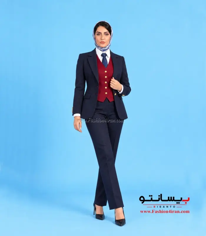 کت شلوار و جلیقه زنانه زرشکی فاستونی ترک کد 120