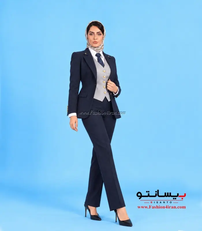 کت شلوار و جلیقه زنانه نقره‌ای فاستونی ترک کد 120