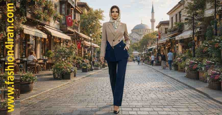 خرید کت شلوار زنانه فاستونی دو رنگ با قیمت مناسب | استایل شیک